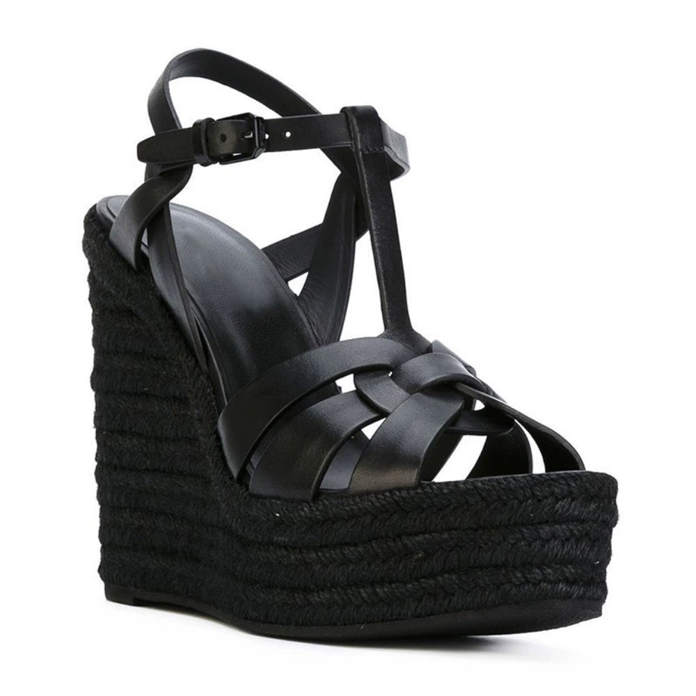 Elegant Black Wedge Sandals